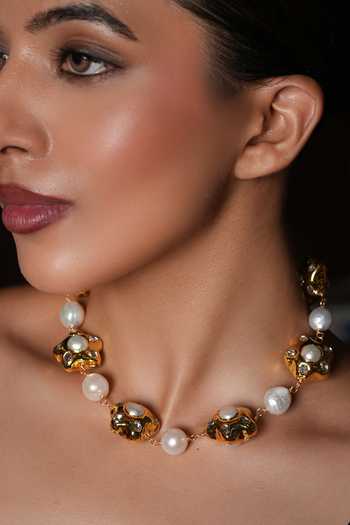 Shop_Cao Jewellery_Multi Color Natural Pearl Embellished Necklace _at_Aza_Fashions