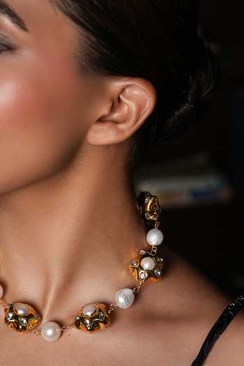 Cao Jewellery_Multi Color Natural Pearl Embellished Necklace _Online_at_Aza_Fashions