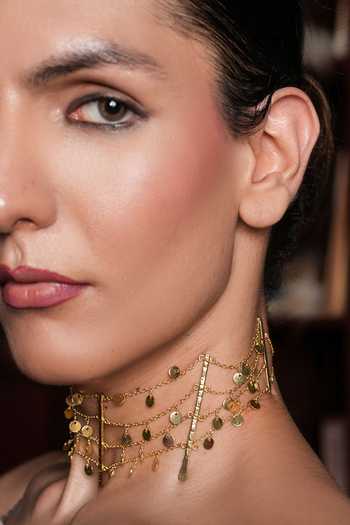 Cao Jewellery_Gold Plated Chic Collar Necklace _Online_at_Aza_Fashions