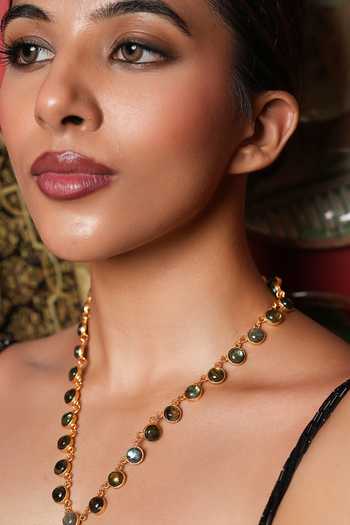Shop_Cao Jewellery_Gold Plated Bead Embellished Pendant Necklace _Online_at_Aza_Fashions