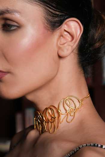 Cao Jewellery_Gold Plated Circular Choker Necklace _Online_at_Aza_Fashions