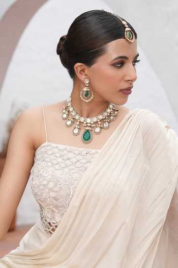 Cao Jewellery_White Stone Embellished Necklace Set _Online_at_Aza_Fashions