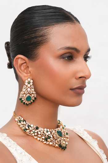 Cao Jewellery_Multi Color Kundan Embellished Necklace Set _Online_at_Aza_Fashions