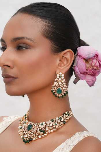 Shop_Cao Jewellery_Multi Color Kundan Embellished Necklace Set _at_Aza_Fashions