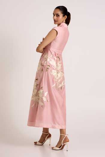 Shop_Madder Much_Pink , , Mandarin Ice Paiva Soft Bloom Midi Dress _at_Aza_Fashions