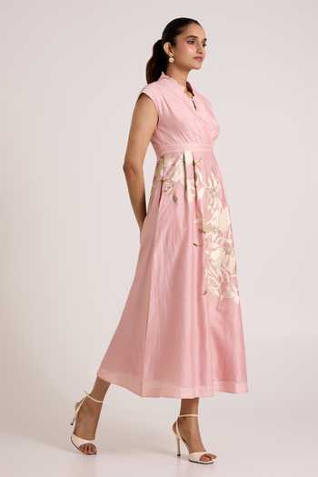 Madder Much_Pink , , Mandarin Ice Paiva Soft Bloom Midi Dress _Online_at_Aza_Fashions