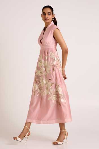 Buy_Madder Much_Pink , , Mandarin Ice Paiva Soft Bloom Midi Dress _Online_at_Aza_Fashions