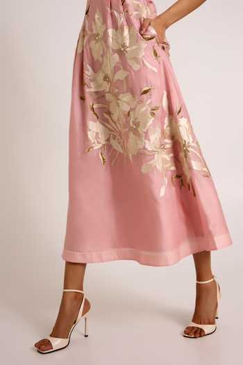 Shop_Madder Much_Pink , , Mandarin Ice Paiva Soft Bloom Midi Dress _Online_at_Aza_Fashions