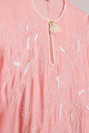 Buy_Madder Much_Pink Satin Keyhole Neck Ice Myna Jolly Good Top And Pant Set _Online_at_Aza_Fashions