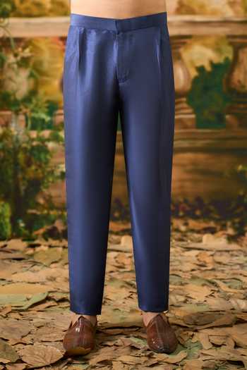 Arihant Rai Sinha_Blue Silk, Cotton Printed Nehru Jacket And Kurta Set _at_Aza_Fashions