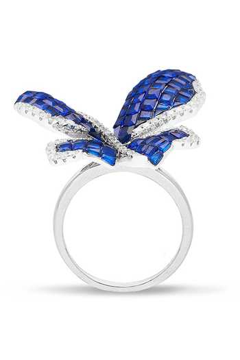 Shop_Miss Jo_Silver Plated Morpho Butterfly Cocktail Ring _at_Aza_Fashions