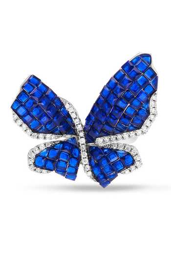 Miss Jo_Silver Plated Morpho Butterfly Cocktail Ring _Online_at_Aza_Fashions