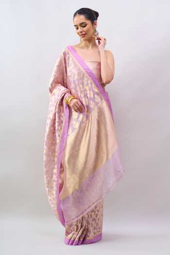 Buy_Mint N Oranges_Purple Tissue Zari Woven Saree With Unstitched Blouse Piece _Online_at_Aza_Fashions