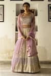 Buy_Surbhi Gupta_White Georgette Scoop Neck Printed Lehenga Set _Online_at_Aza_Fashions