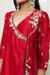 Buy_Sheetal Batra_Red Organza, Bamberg, Chanderi V Neck Angrakha Set _Online_at_Aza_Fashions