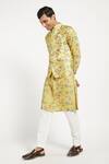 Rabani & Rakha_Yellow Kurta Crepe Bundi Dupion Pant Cotton Silk Floral Print Set _Online_at_Aza_Fashions