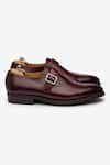 Shop_Bridlen_Maroon Buckle Detail Monk Shoes _Online_at_Aza_Fashions