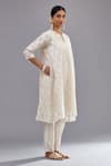 Buy_KORA_Off White Kurta And Dupatta  Cotton Chanderi Straight Pant Set  _Online_at_Aza_Fashions