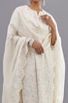 KORA_Off White Kurta And Dupatta  Cotton & Sequins Straight Pant Set  _at_Aza_Fashions