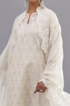 Buy_KORA_Off White Kurta And Dupatta  Floral & Sequins Straight Pant Set  