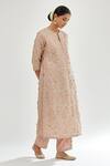 Buy_Kora_Pink , Chanderi, , Beads, Gota Patti, Jaal Kurta Set _Online_at_Aza_Fashions