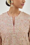 Shop_Kora_Pink , Chanderi, , Beads, Gota Patti, Jaal Kurta Set _Online_at_Aza_Fashions