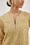 Buy_KORA_Yellow Kurta And Pant Silk Chanderi Embroidery Zari Paisley Set  _Online_at_Aza_Fashions