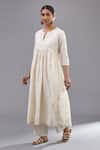 Buy_KORA_Off White Kurta  Handspun Handwoven Cotton Chanderi Long Pant Set  _Online_at_Aza_Fashions