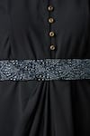 Shop_Aakaar_Black Mohair Crystals Mandarin Collar Draped Dress For Kids_Online_at_Aza_Fashions