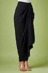 Aakaar_Black Moss Crepe Plain Draped Maxi Skirt _Online_at_Aza_Fashions