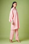 Buy_Aakaar_Pink Moss Crepe Embellished Sequin Shirt Collar Balloon Sleeve Kaftan And Pant Set _Online_at_Aza_Fashions