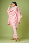 Buy_Aakaar_Pink Moss Crepe Embellished Sequin Shirt Collar Balloon Sleeve Kaftan And Pant Set 