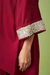 Shop_Aakaar_Maroon Cotton Silk Embellished Sequin V Neck Tunic And Draped Skirt Set _Online_at_Aza_Fashions