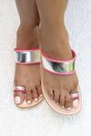Sandalwali_Silver Leather Hiral Metallic Toe Ring Flats_Online_at_Aza_Fashions