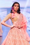 Anushree Reddy_Orange Organza Embroidery Zari Nirvana Flower Vine Bridal Lehenga Set  _Online_at_Aza_Fashions