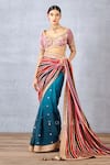 Torani_Pink Silk Velvet Print And Embroidery Digital Shabnami Mridula Saree  _at_Aza_Fashions