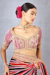 Torani_Pink Velvet And Crepe Digital Print, Gota Patti & Ruzava Mridula Blouse _at_Aza_Fashions