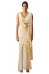 Tarun Tahiliani_Off White Pre-draped Saree With Corset _Online_at_Aza_Fashions