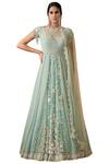 Tarun Tahiliani_Blue Embroidered Anarkali Set_Online_at_Aza_Fashions