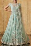 Buy_Tarun Tahiliani_Blue Embroidered Anarkali Set_at_Aza_Fashions