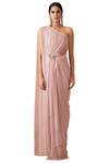 Buy_Tarun Tahiliani_Pink One Shoulder Draped Gown _Online_at_Aza_Fashions