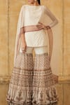 Buy_Tarun Tahiliani_Off White Textured Crinkled Net Bateau Embroidered Sharara Set _at_Aza_Fashions