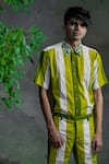 Runit Gupta_Green 100% Cotton Striped Pant Set  _Online_at_Aza_Fashions