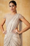 Buy_Tarun Tahiliani_Grey Pre-draped Saree With Blouse_Online_at_Aza_Fashions