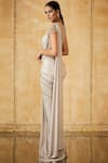 Tarun Tahiliani_Grey Pre-draped Saree With Blouse_Online_at_Aza_Fashions