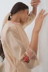 Buy_Dhaari_Beige Cotton Silk Embroidered Kantha Jewel Handwoven Layered Kurta _Online_at_Aza_Fashions