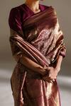 Buy_Mimamsaa_Maroon Vaso Brocade Silk Saree With Unstitched Blouse Piece_Online_at_Aza_Fashions