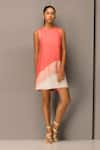 AMPM_Peach Georgette Layered Short Dress_Online_at_Aza_Fashions