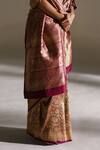 Shop_Mimamsaa_Maroon Vaso Brocade Silk Saree With Unstitched Blouse Piece_Online_at_Aza_Fashions