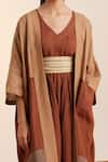 Cord_Brown Open Freya Linen Cape _Online_at_Aza_Fashions